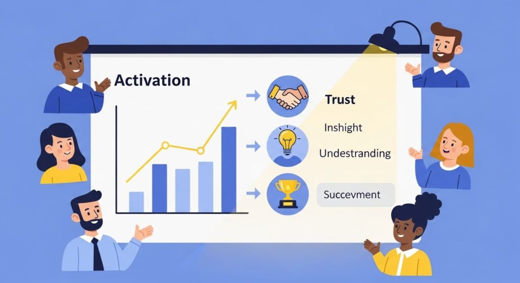 Activation is the first true win. Show it right and the room will see value land fast. You are not bragging. You are proving that strangers reach a result without hand-holding.